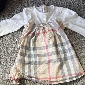 Burberry Kids Dress in White and Plaid